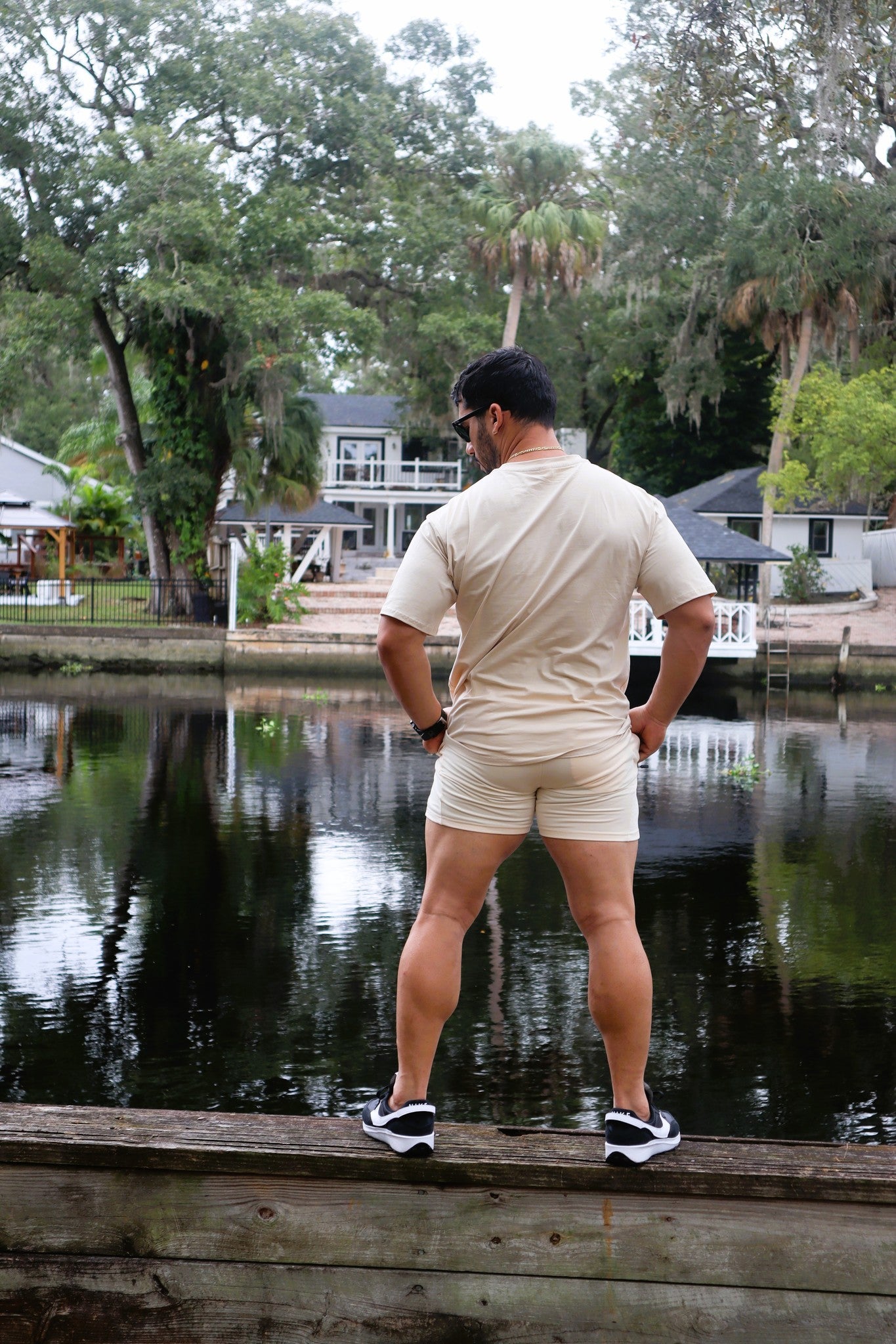 Athletic sweat short - Bone