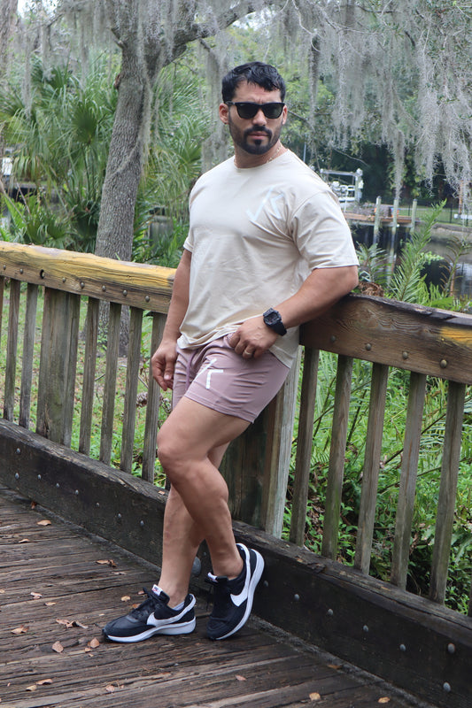 Athletic sweat short - Tan