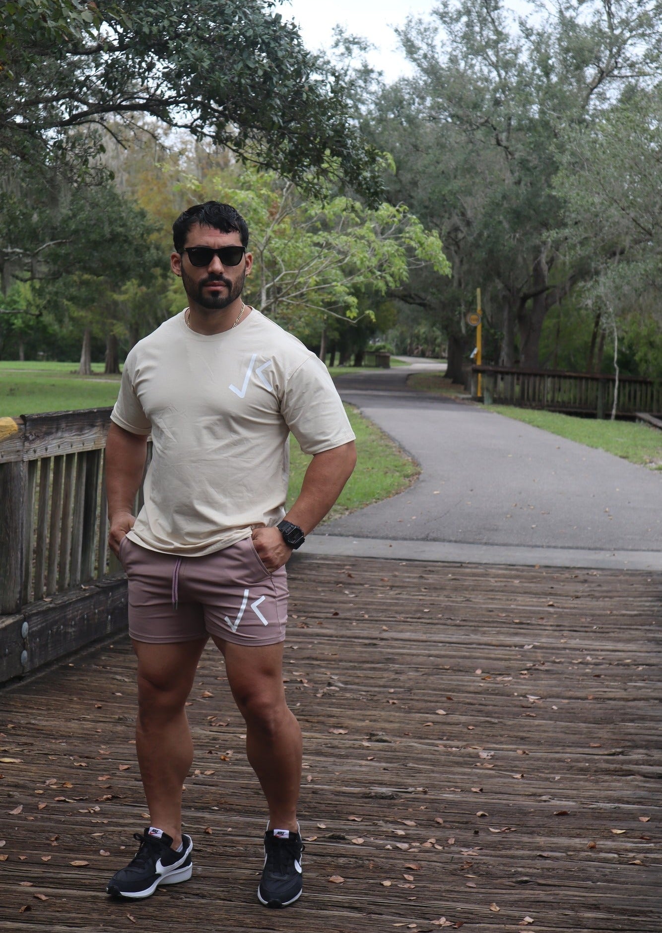 Athletic sweat short - Tan