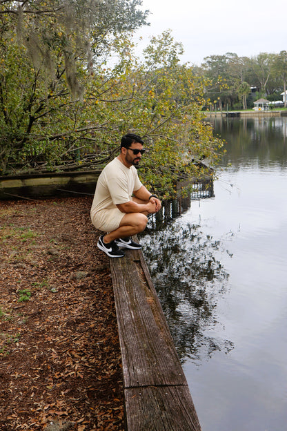 Athletic sweat short - Bone