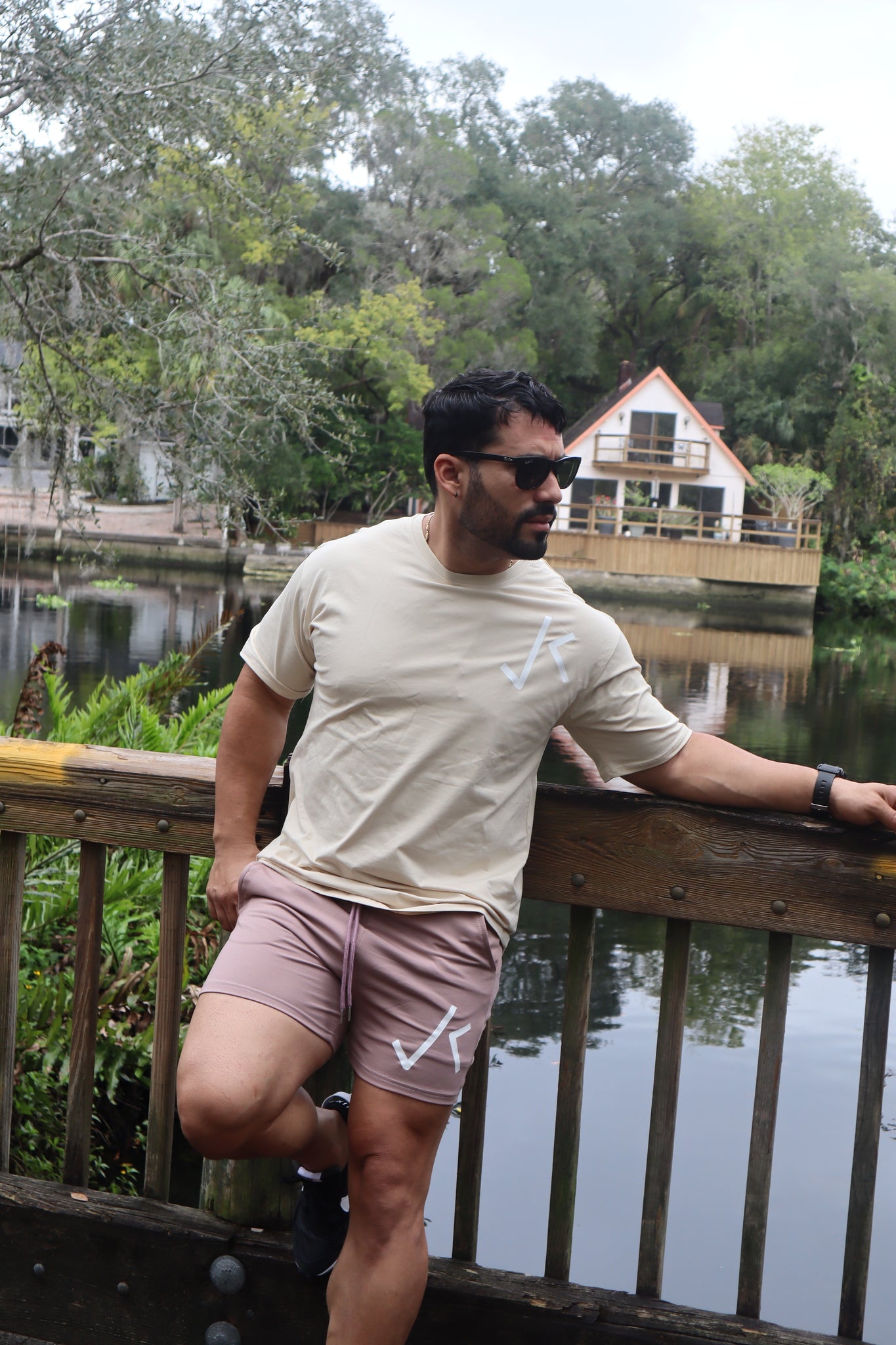 Athletic sweat short - Tan
