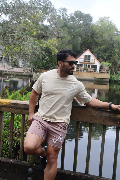 Athletic sweat short - Tan